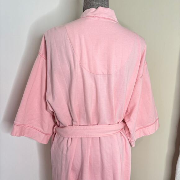 Vtg Amanda Stewart Intimates Robe Womens 2X Pink 3/4 Sleeve Belted Pockets Short - Picture 6 of 9